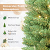 6 FT pre-lit pencil Christmas tree featuring 445 branch tips and warm white LED lights for a festive atmosphere.