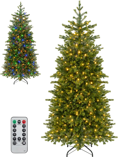 Costway 6/7.5' Pre-Lit Christmas Tree Dimmable LED Warm White & Multi-Color 15629713 New