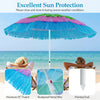 Colorful 6 FT tiki thatched patio beach umbrella with tilt adjustment, featuring premium PE thatch for sun protection.