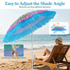Colorful 6 FT tiki thatched patio beach umbrella with 40° tilt adjustment, perfect for sun protection at the beach.