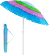Colorful 6 FT tiki thatched patio beach umbrella with push button tilt, ideal for beach or garden use.