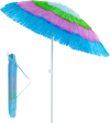 Colorful 6 FT tiki thatched patio beach umbrella with push button tilt, ideal for beach or garden use.