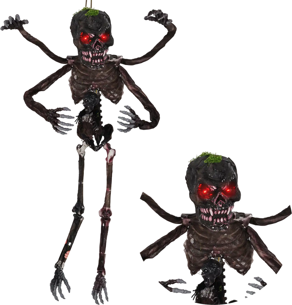 6 Feet Animated Halloween Decoration with 4 Arms  Red LED-lit Eyes & Spooky Sounds