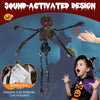 6-foot animated skeleton decoration with glowing red eyes, spooky sounds, and 4 adjustable arms for Halloween fright.