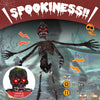 6-foot animated skeleton decoration with glowing red eyes, spooky sounds, and adjustable arms for Halloween fright.