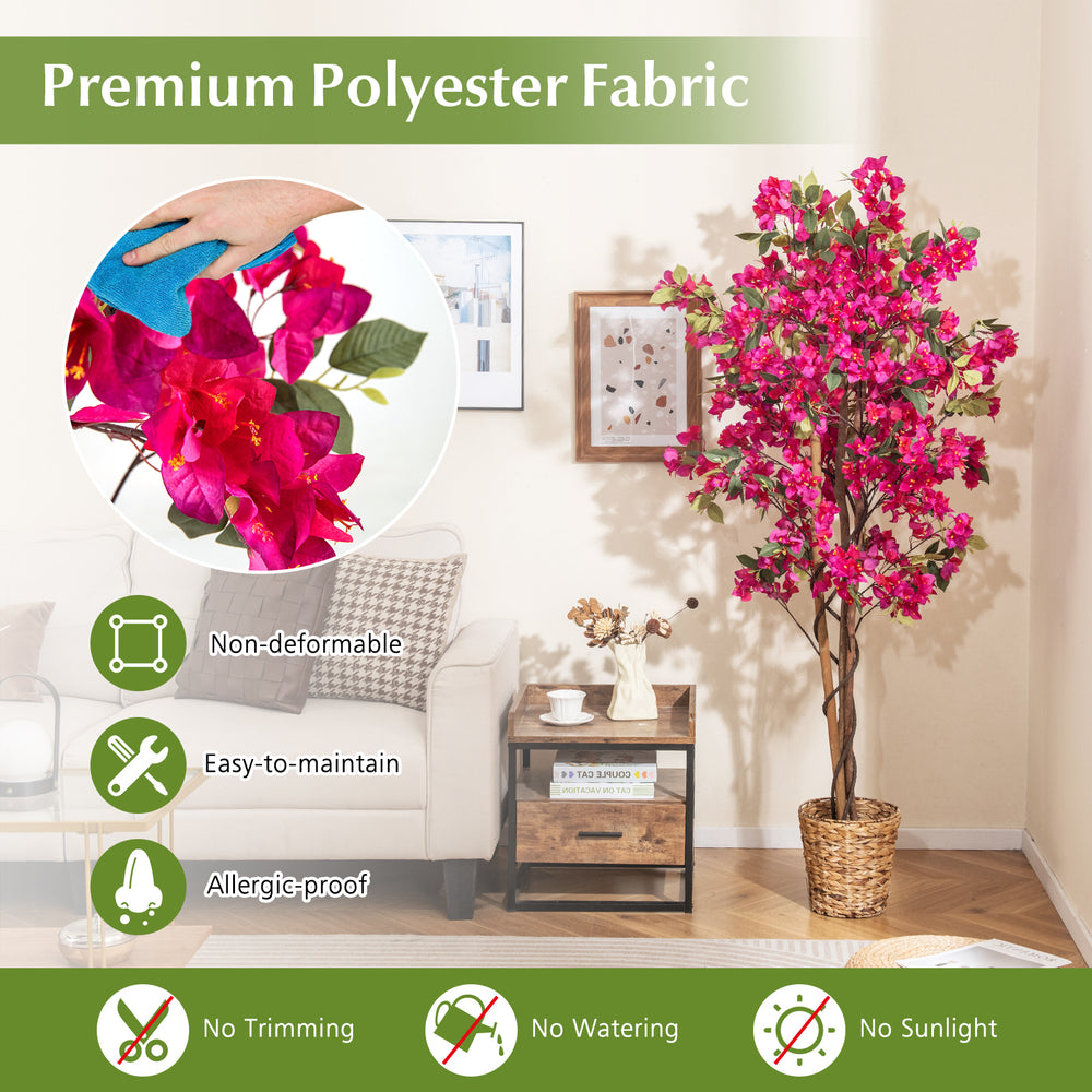 6 feet artificial bougainvillea tree with 910 flowers, realistic leaves, and a cement-filled plastic planter for easy.