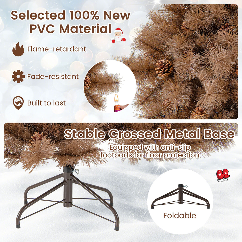 6 Feet Artificial Christmas Tree with 493 Branch Tips for Home Office Carnival - Gallery View 8 of 11