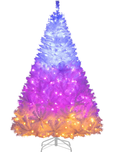 Costway 6/7' Artificial Pre-Lit Christmas Tree 11 Lighting Modes 42921729 New