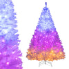 6-foot artificial Christmas tree with dual lighting colors and 11 modes, featuring a hinged design for easy setup.