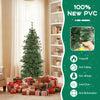 6 feet pre-lit artificial Christmas tree with warm white LED lights, pine cones, and a foldable metal stand for easy.