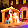 6 feet Christmas inflatable nativity scene with LED lights, featuring Mary, Joseph, and animals for outdoor decoration.