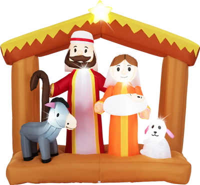 Costway 6' Christmas Nativity Scene Inflatable Outdoor Decoration w/ LED Lights 12732364 New