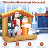 6 feet Christmas inflatable nativity scene with LED lights, made of weather-resistant polyester for outdoor decoration.