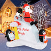 6-foot Christmas inflatable featuring Santa, penguins, and snowman on an ice slide, perfect for festive outdoor.