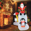 6-foot Christmas inflatable featuring Santa and penguins on an ice slide, with built-in LED lights for festive.