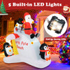 6 feet Christmas inflatable featuring Santa and penguins on an ice slide with 5 built-in LED lights for festive outdoor.