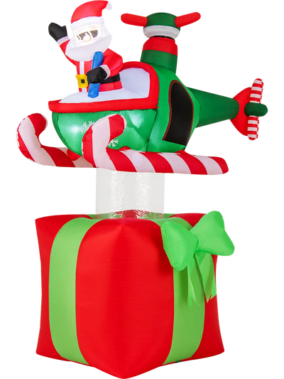 Costway 6' Christmas Inflatable Santa Flying Airplane w/ 3 LED Lights Built-In Blower 17369825 New