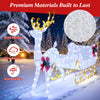 Lighted 6 feet Christmas reindeer and Santa's sleigh decoration with 215 LED lights for outdoor festive ambiance.