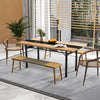 Spacious 71" dining table with heavy-duty metal frame, suitable for 6-8 people, ideal for kitchen or dining room use.