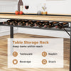 Dining table storage rack showcasing tableware, napkins, and snacks, designed for 6-8 people with a heavy-duty metal.