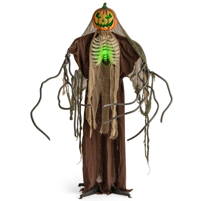 Costway 6' Halloween Animatronic Talking Ghost Pumpkin Light Up Moving Head 27318659 New