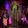 Life-sized 6 feet Halloween animatronic ghost pumpkin with glowing ribs, moving head, and sound-activated features.