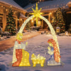 6 feet lighted nativity scene with Mary, Joseph, and Baby Jesus under a star, illuminated by 240 warm white LEDs for.