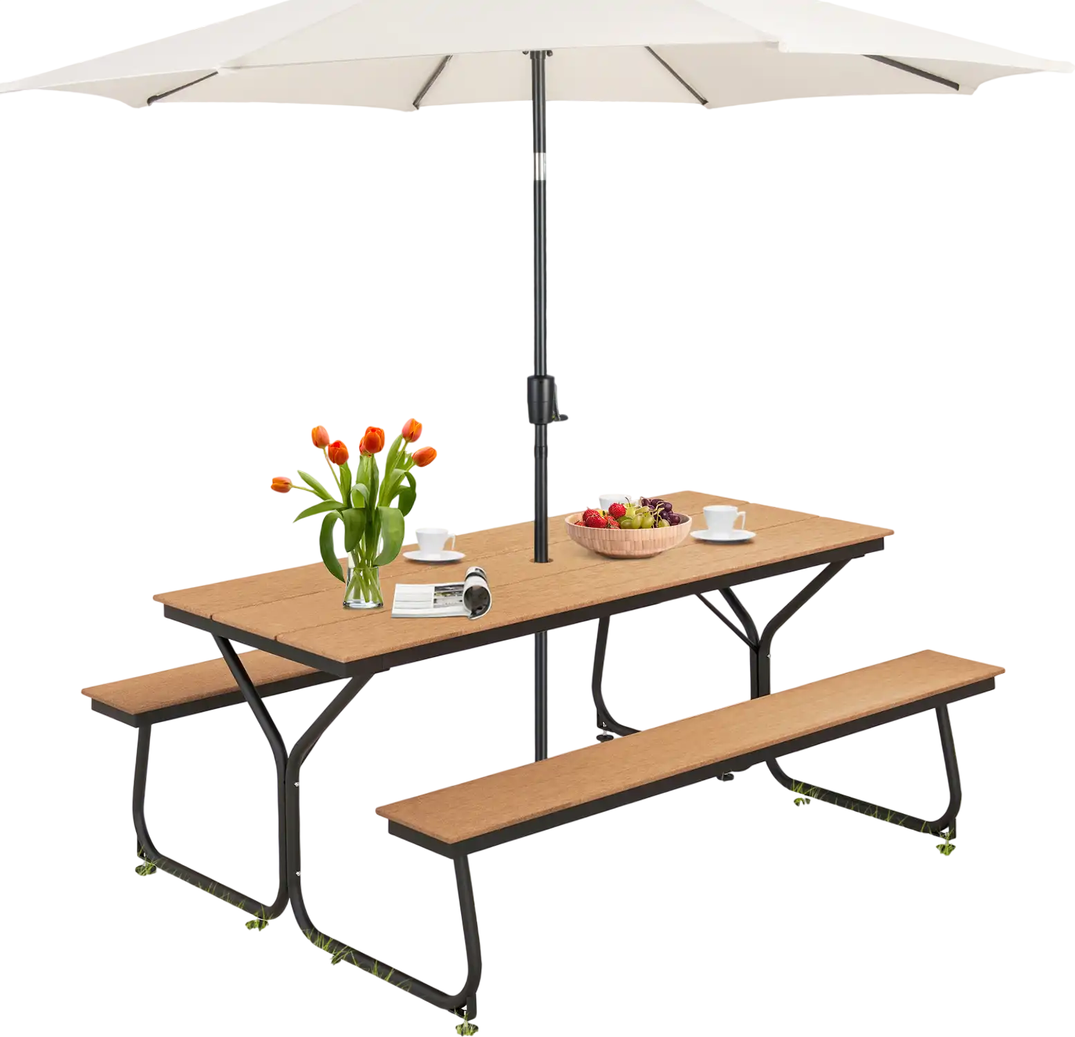 Costway 6' Outdoor Picnic Table Bench Set for 6-8 People Brown 13472895 New