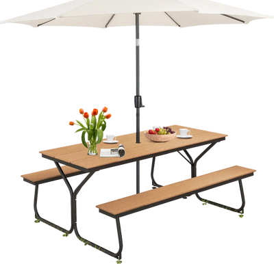 Costway 6' Outdoor Picnic Table Bench Set for 6-8 People Brown 13472895 New