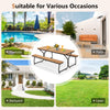 6 feet outdoor picnic table bench set in brown, weather-resistant HDPE, suitable for poolside, patio, or backyard use.