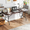 6 feet folding table with wood grain HDPE tabletop, sturdy metal legs, ideal for indoor and outdoor use.