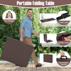6 feet folding table with wood grain HDPE tabletop, safety lock, and convenient handle for outdoor picnics and camping.