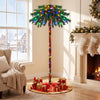 6-foot pre-lit artificial tropical Christmas palm tree with 210 multi-color lights, perfect for festive corner decoration.