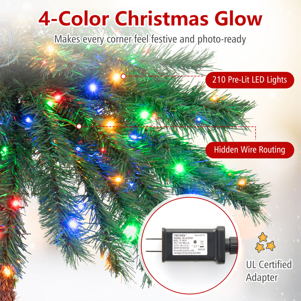 6-foot pre-lit artificial tropical Christmas palm tree with 210 multi-color LED lights for festive holiday decor.