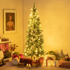 6-foot pre-lit artificial Christmas tree with 618 snowy branch tips and 250 bright LED lights, perfect for holiday.