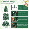 6 feet pre-lit artificial Christmas tree with 618 snowy branch tips, featuring a 3-section design for easy setup.