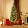 6-foot pre-lit artificial Christmas tree with 618 snowy branch tips and 250 LED lights, perfect for festive home decor.