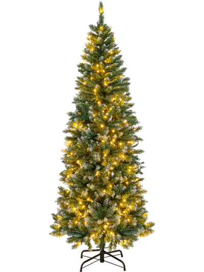 Costway 6' Pre-Lit Artificial Christmas Tree 618 Snowy Branch Tips 84796132 New