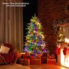 6 feet pre-lit artificial Christmas tree with warm white LED lights, featuring multicolored hues and adjustable.