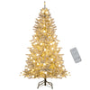 Snow-flocked 6 feet artificial Christmas tree with 81 sphere lights and remote control for festive illumination.