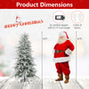 6-foot snow-flocked artificial Christmas tree with warm white LED lights, featuring a hinged design for easy assembly.