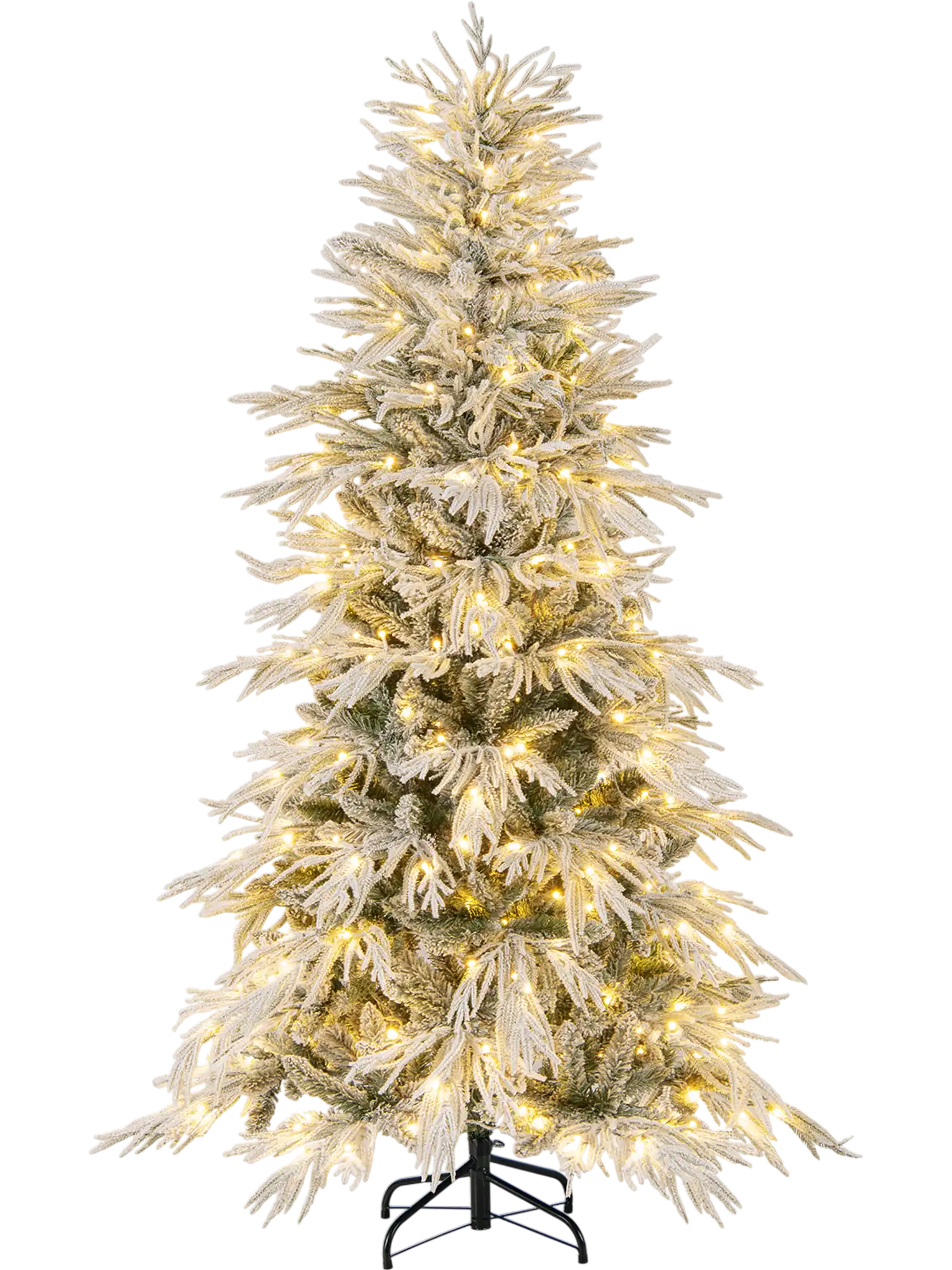 Costway Snow-Flocked Pre-Lit Artificial Christmas Tree Warm White LED Hinged 68941337 New