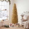 Slim pencil-shaped 6 feet yellow tinsel Christmas tree with 520 branch tips, perfect for adding festive charm to any space.