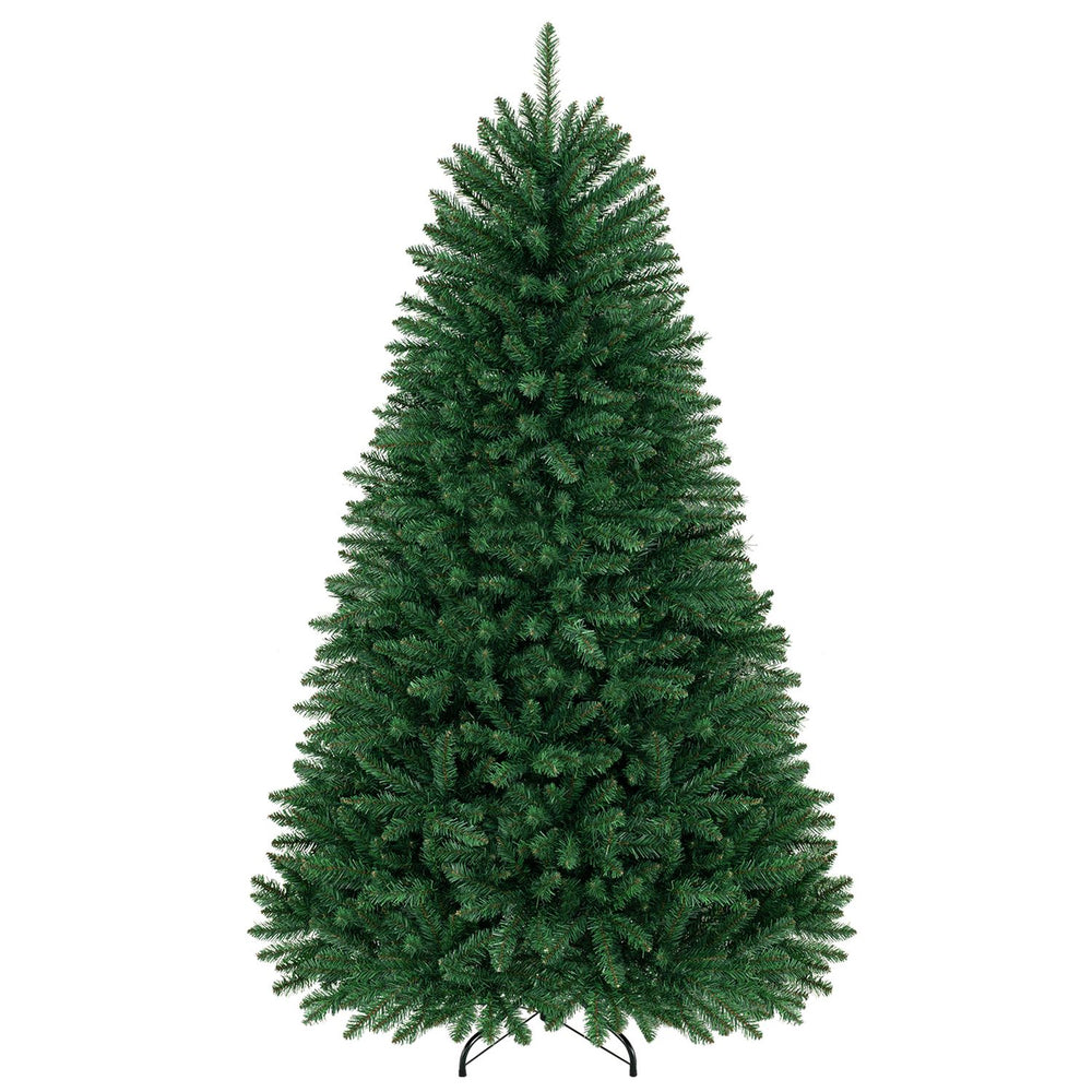 6-foot unlit artificial Christmas tree with 1250 branch tips, made of PVC for a realistic look, perfect for festive decorating.
