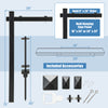 Black 6 feet vinyl UPVC real estate sign post with 36" arm, includes stainless steel clips for easy mounting.