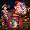 6 ft Halloween inflatable clown with LED lights, showcasing vibrant colors and a whimsical design for festive outdoor.