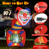 6 ft Halloween inflatable clown with LED lights, quick 90-second setup, perfect for indoor or outdoor porch decoration.