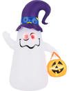6 Ft Halloween Inflatables Cute Ghost with Dimming Infinity Mirror Light