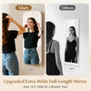 Full-length HD mirror jewelry cabinet with 6 LED lights, wall or door mounted, for organized storage in small spaces.