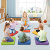 Multicolor 16-inch square floor cushions with high-density sponge, perfect for kids' activities in home or classroom.